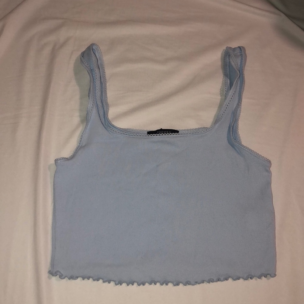 Sky blue ruffled crop top